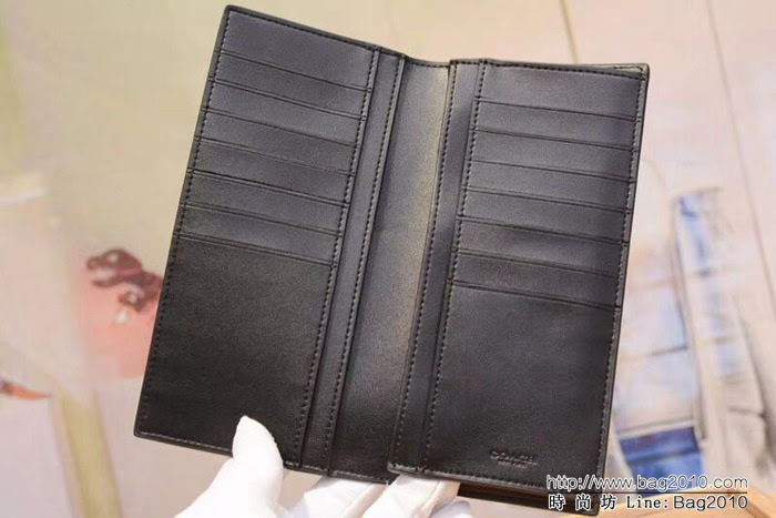 COACH蔻馳 75013 經典PVC印花對折長款錢包 男款錢包  Chz1276